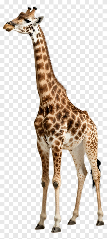 Realistic Giraffe Standing Tall PNG