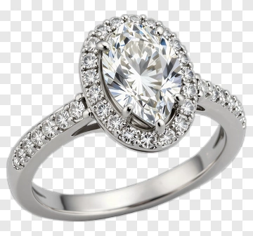 Diamond Engagement Ring With Oval Center Stone PNG