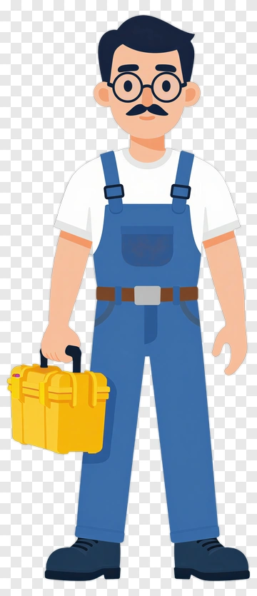 Cartoon Mechanic Holding A Toolbox PNG