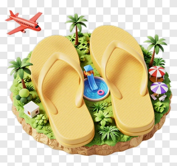 Yellow Flip Flops On A Tropical Island PNG
