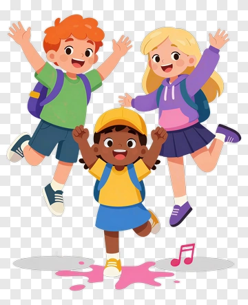 Happy Children Jumping Together PNG