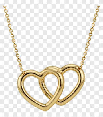 Gold Necklace With Interlocking Heart Pendants PNG