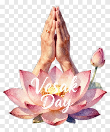 Hands Praying With A Lotus Flower For Vesak Day PNG