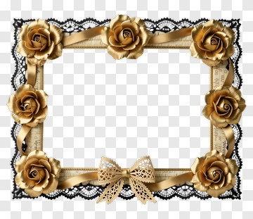 Gold Rose Frame With Decorative Ribbon PNG