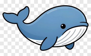 Cartoon Blue Whale PNG