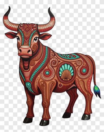 Colorful Decorative Bull PNG