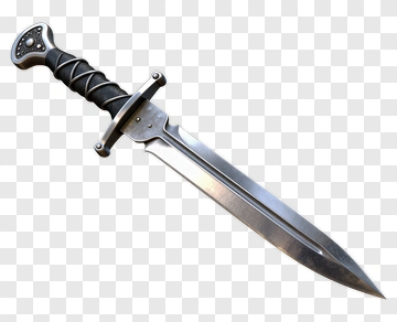 Silver Dagger With Black Handle PNG