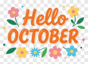 Hello October Floral Design PNG