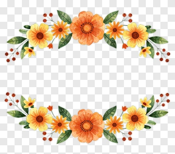 Watercolor Floral Frame With Orange Flowers PNG