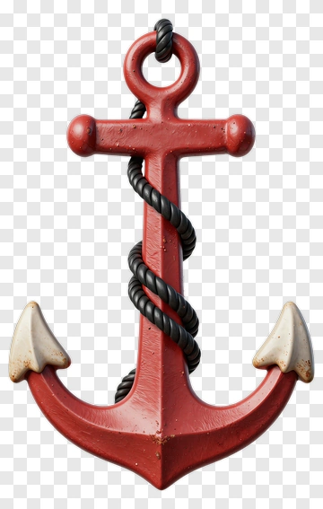 Red Anchor With Rope PNG