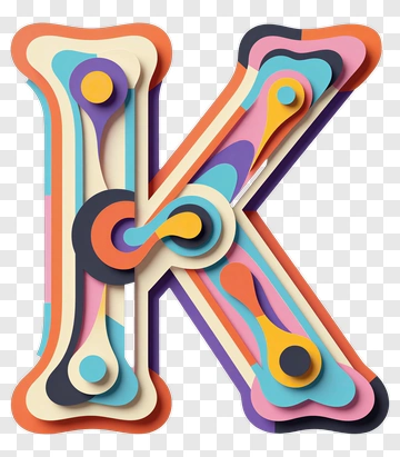 Colorful Letter K With Abstract Shapes PNG
