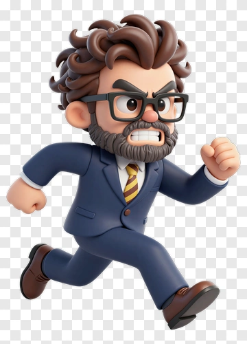 3D Businessman Running With Determination PNG