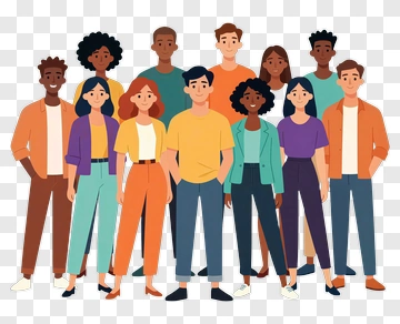 Diverse Group Of Young Adults Standing Together PNG