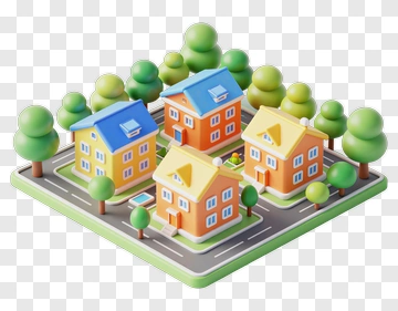 Colorful House Neighborhood PNG