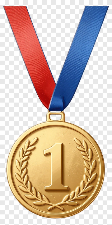 Gold Medal With Number One PNG