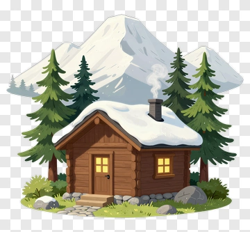 Cozy Cabin In The Snowy Mountains PNG