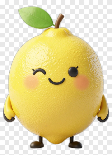 Cartoon Lemon With Winking Face PNG