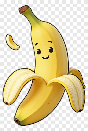 Cartoon Banana With A Happy Face PNG
