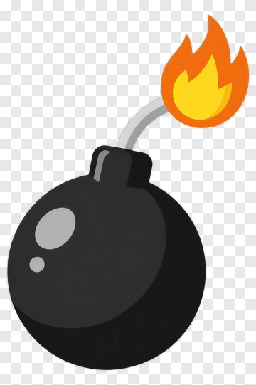 Cartoon Bomb With Flame PNG