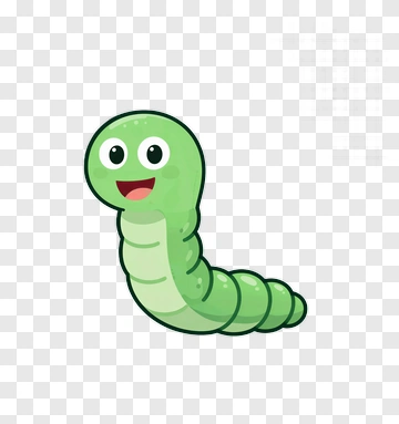 Cartoon Green Worm With A Happy Face PNG