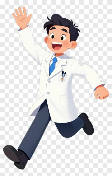 Cartoon Doctor Running With A Smile PNG