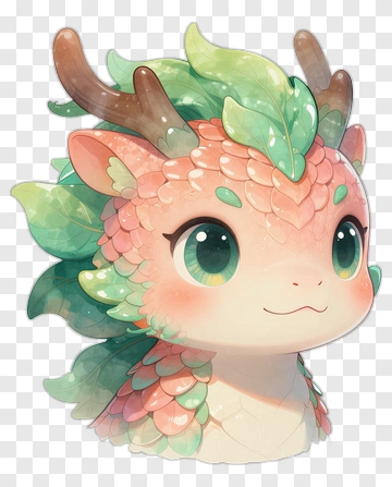 Cute Fantasy Creature With Leafy Features PNG