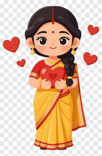 Cartoon Woman Holding A Heart PNG