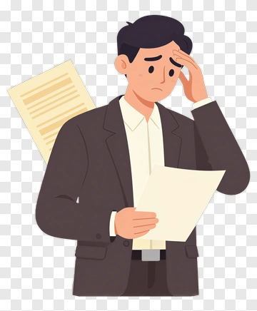 Worried Businessman Holding Documents PNG