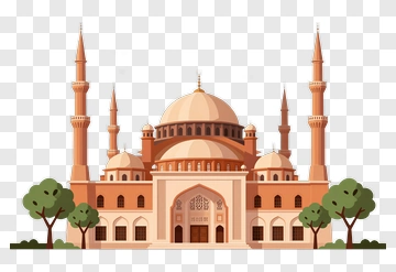 Illustration Of A Mosque With Trees PNG
