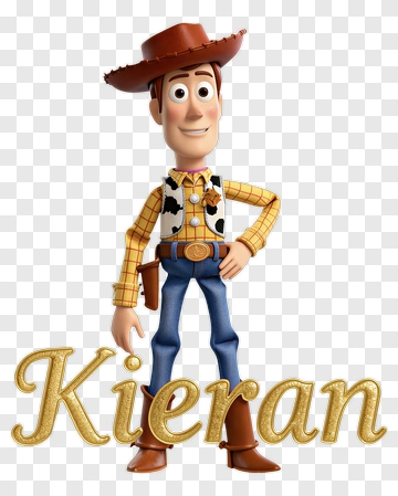Toy Cowboy Character With Name Kieran PNG