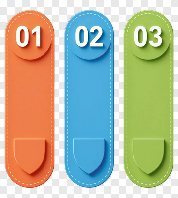 Colorful Numbered Tags PNG