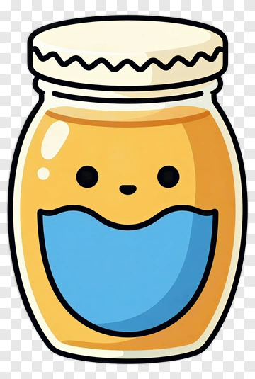 Cartoon Honey Jar With Cute Face PNG