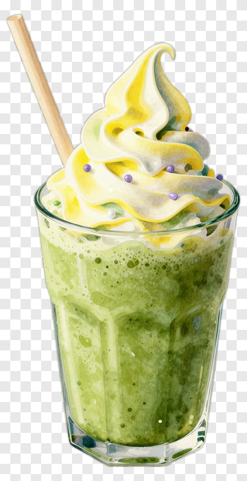 Green Milkshake With Creamy Topping PNG