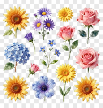 Colorful Floral Arrangement With Various Flowers PNG