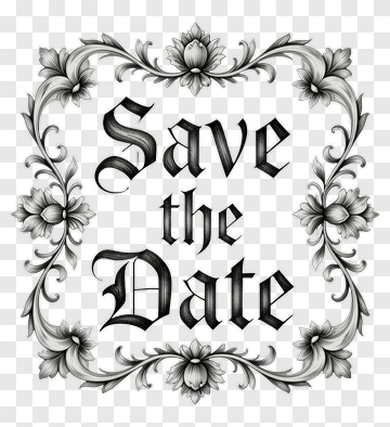 Save The Date Floral Design PNG