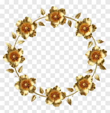 Gold Floral Wreath PNG