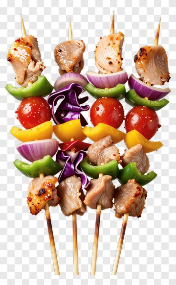 Colorful Chicken Skewers With Vegetables PNG