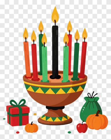 Kwanzaa Candle Holder With Gifts And Pumpkins PNG