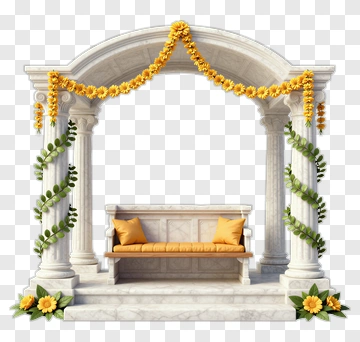 Elegant Marble Archway With Floral Decorations PNG