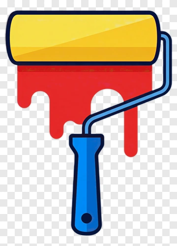Paint Roller With Red Paint Dripping PNG
