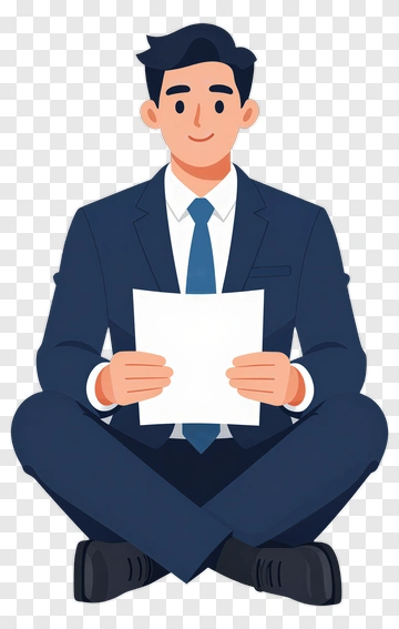 Businessman Sitting And Holding A Document PNG