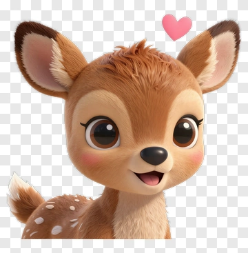 Cute Cartoon Deer With Heart PNG