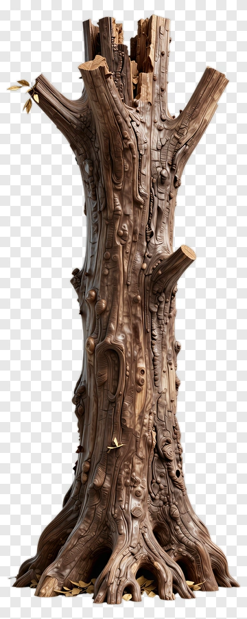 Detailed Tree Trunk With Textured Bark PNG