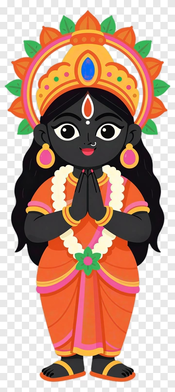 Cartoon Goddess With Hands In Prayer Pose PNG