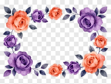 Watercolor Floral Frame With Roses PNG