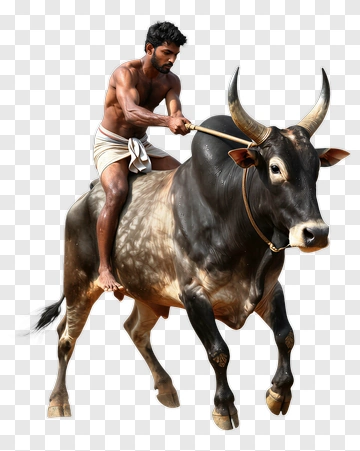 Man Riding A Bull PNG