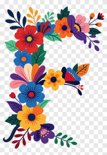 Colorful Floral Letter F PNG