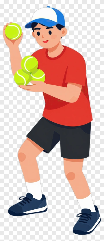 Boy Holding Tennis Balls PNG
