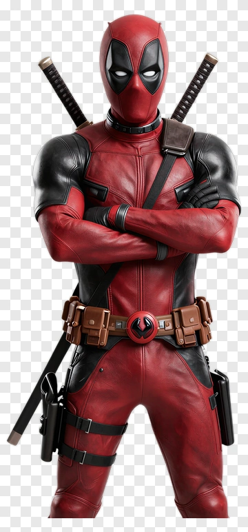 Deadpool Character In Red Costume PNG