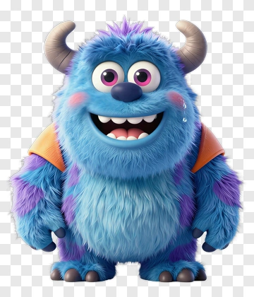 Cartoon Monster With Blue Fur And Purple Spots PNG